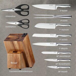 McCook® Knife Sets with Built-in Sharpener,German Stainless Steel Hollow Handle
